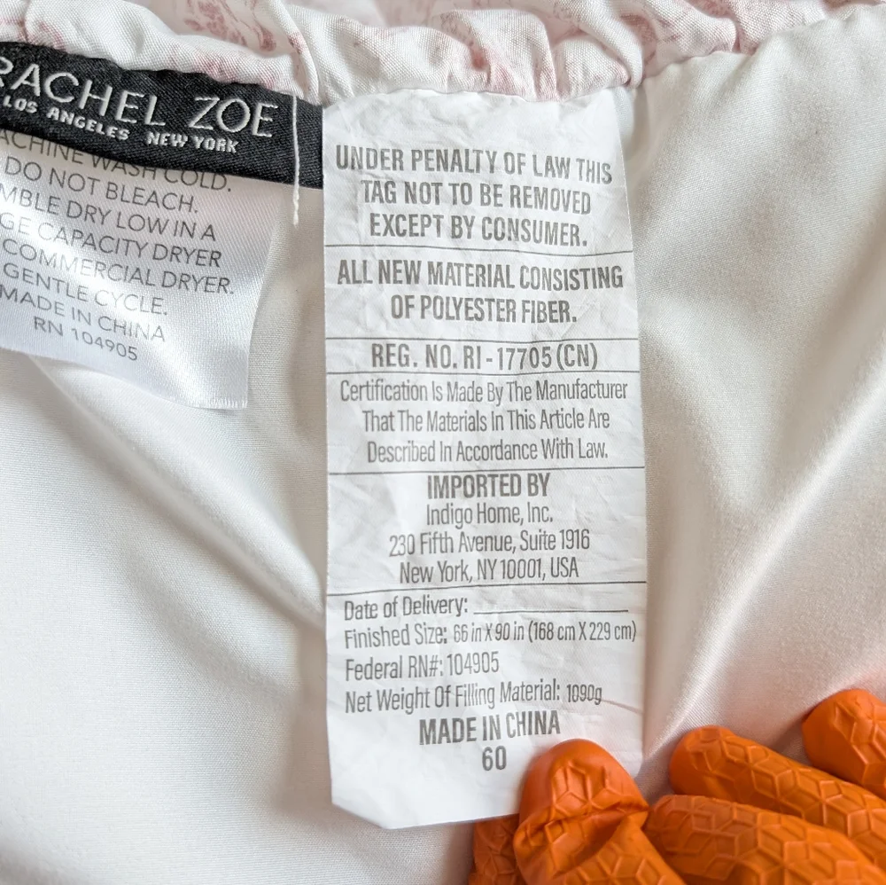 Rachel Zoe Pink Floral Quilted Comforter Twin Cottagecore Shabby Chic 90x66
